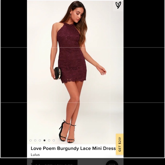 Love Poem Burgundy Lace Mini Dress - Picture 1 of 8